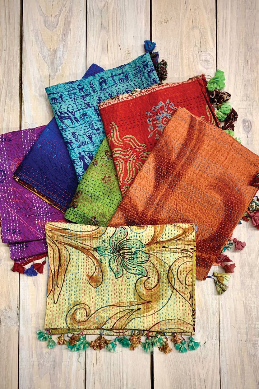 Kantha Silk Sari Scarves