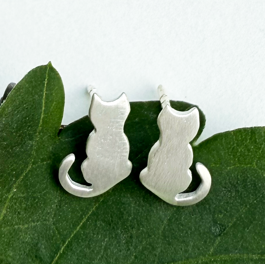 Tiny Cat Studs - Sterling Silver, Indonesia