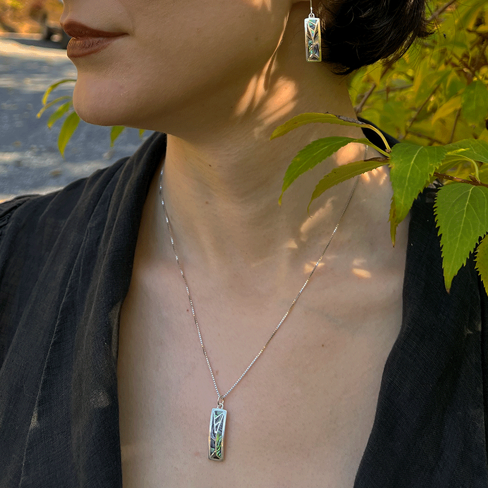 Mosaic Abalone Earrings - Sterling Silver, Indonesia
