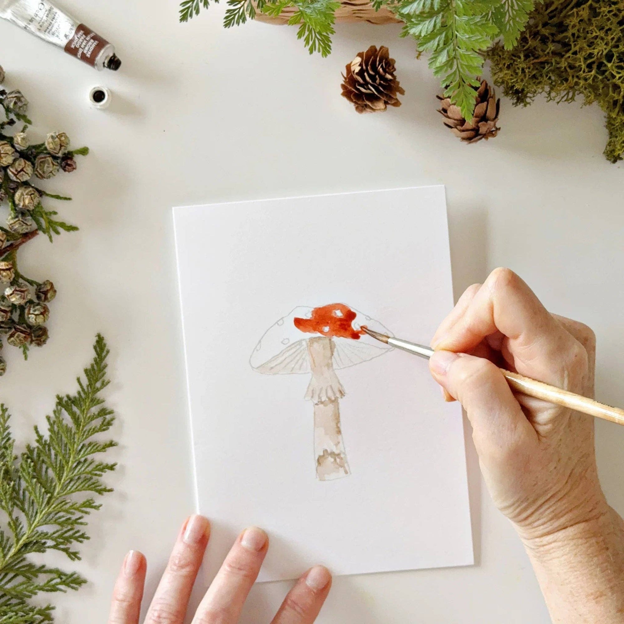 Mushrooms paintable watercolor notecard set