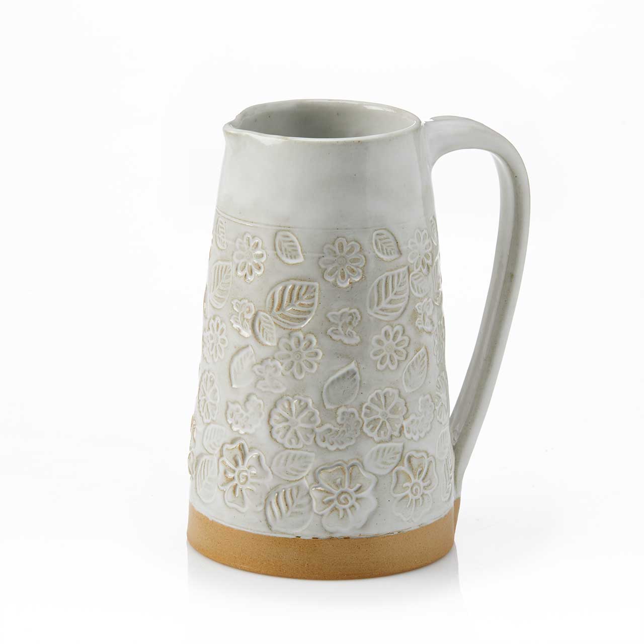 Pressed Blossom Ceramic Pitcher