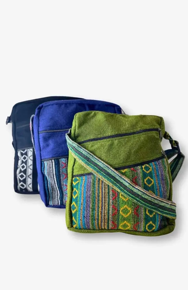 Multi Zip Pocket Unisex Cotton Striped Gyari Travel Bag