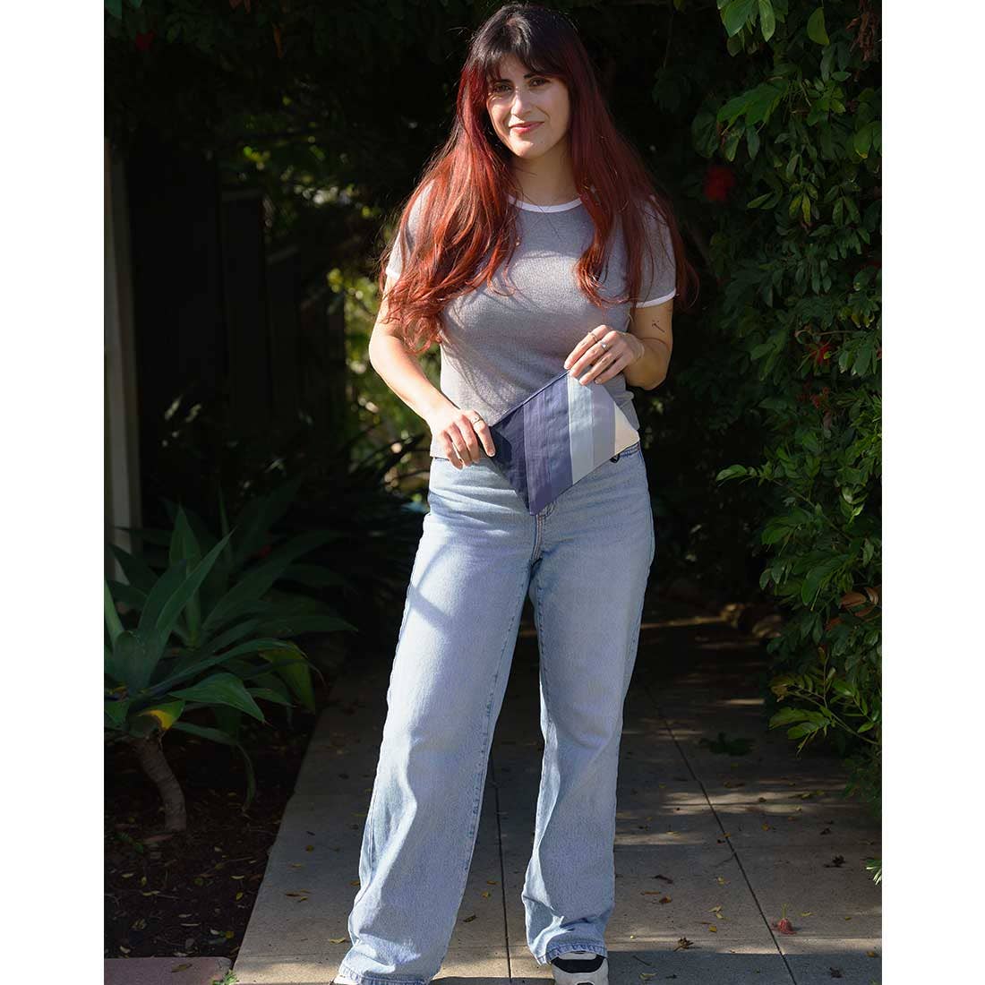 Denim Wristlet  - Striped Wristlet Pouch - Blue Stripe Purse