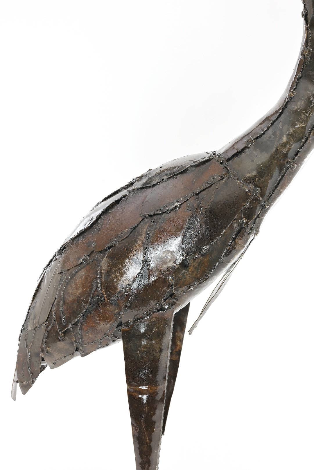 Attentive Stork Recycled Metal Sculpture
