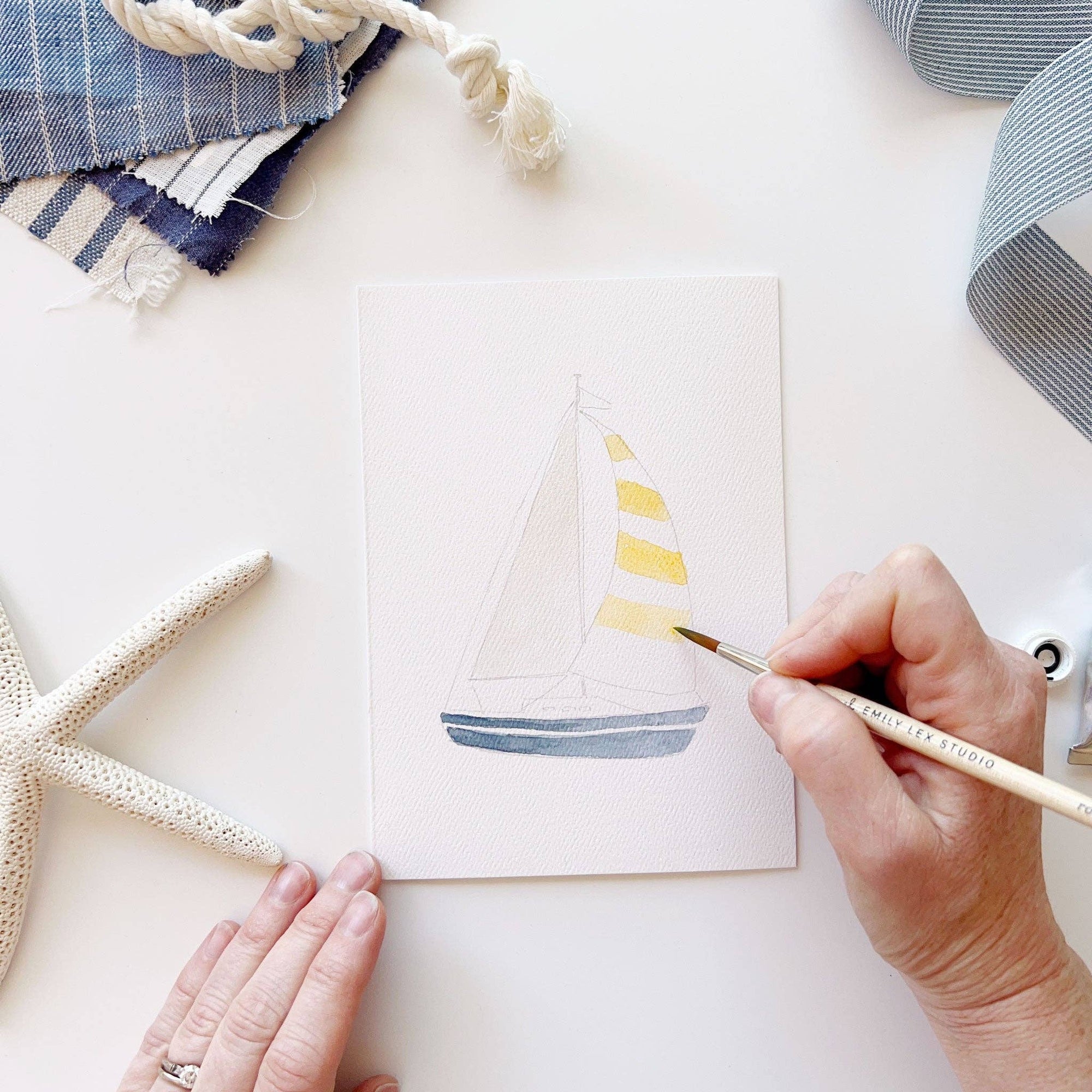 Seaside paintable watercolor notecard set