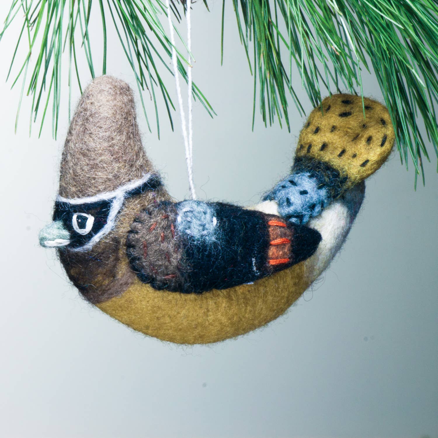 Cedar Waxwing Woolie Bird Ornament