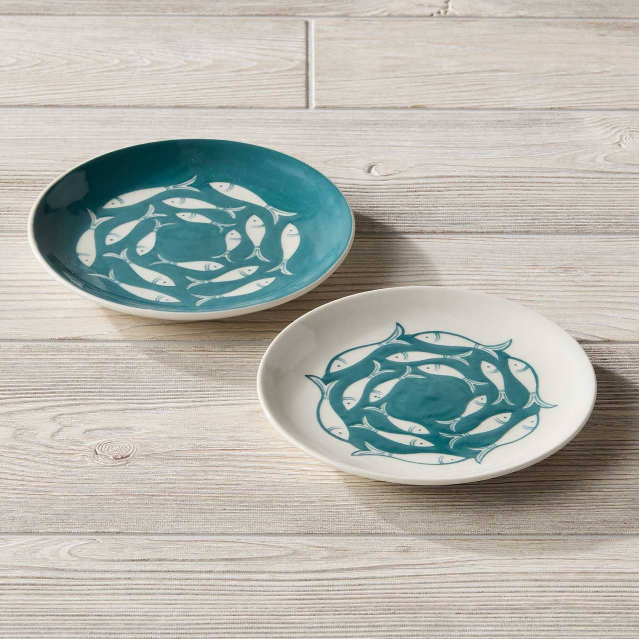 Whitefish Lagoon Ceramic Appetizer Plates - Set of 2