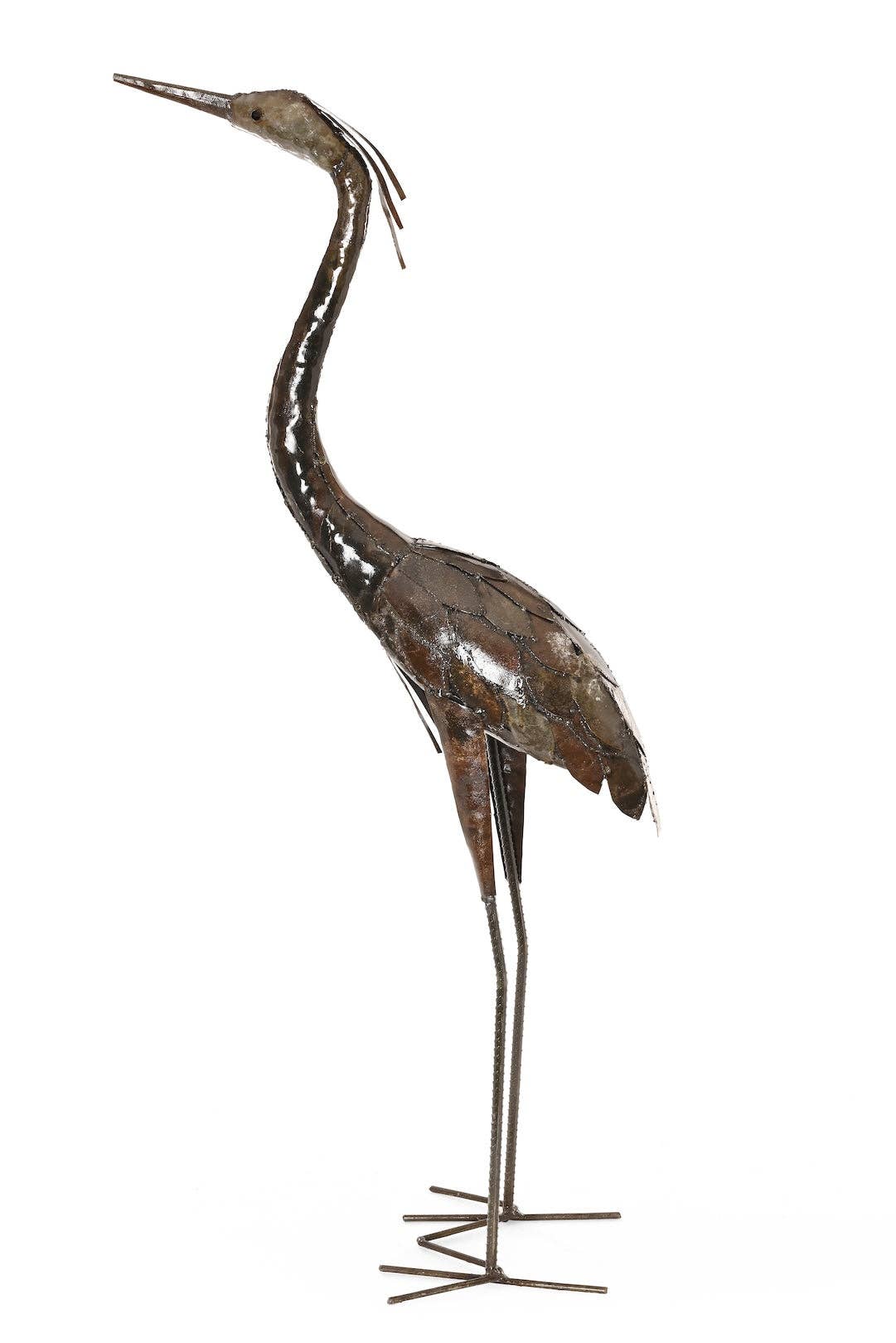Attentive Stork Recycled Metal Sculpture