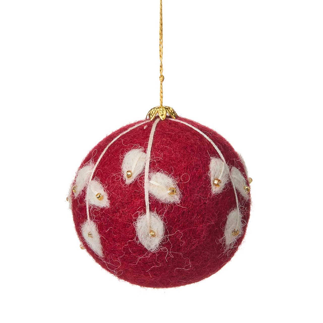 Winter Felted Ball Christmas Ornaments - Set of 3