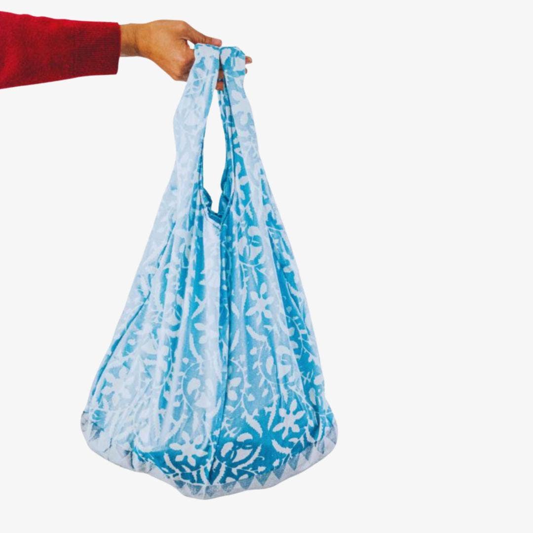 Hand Crafted Recycled Silk Sari Stuffable Tote Shopping Bag