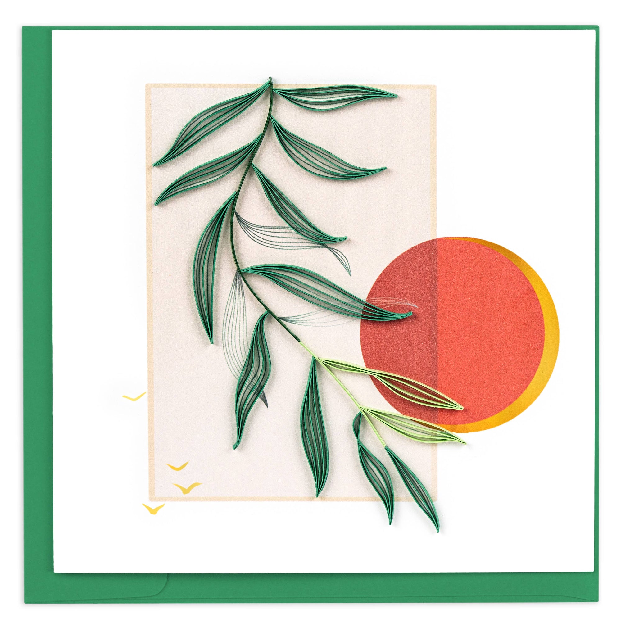 Quilled Minimalist Leaves &amp; Sun Greeting Card