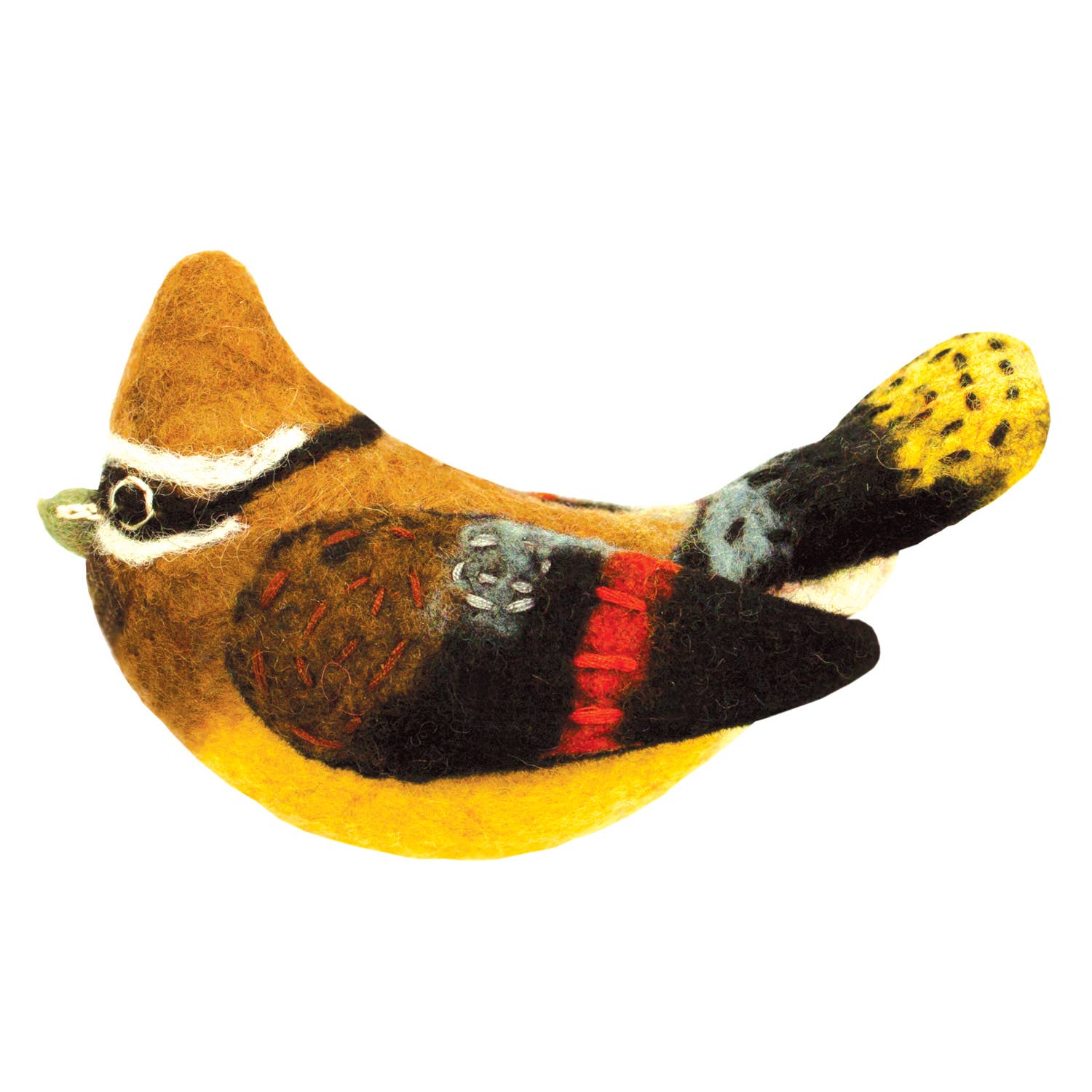 Cedar Waxwing Woolie Bird Ornament