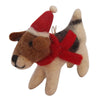 Felt Beagle Ornament with Santa Hat