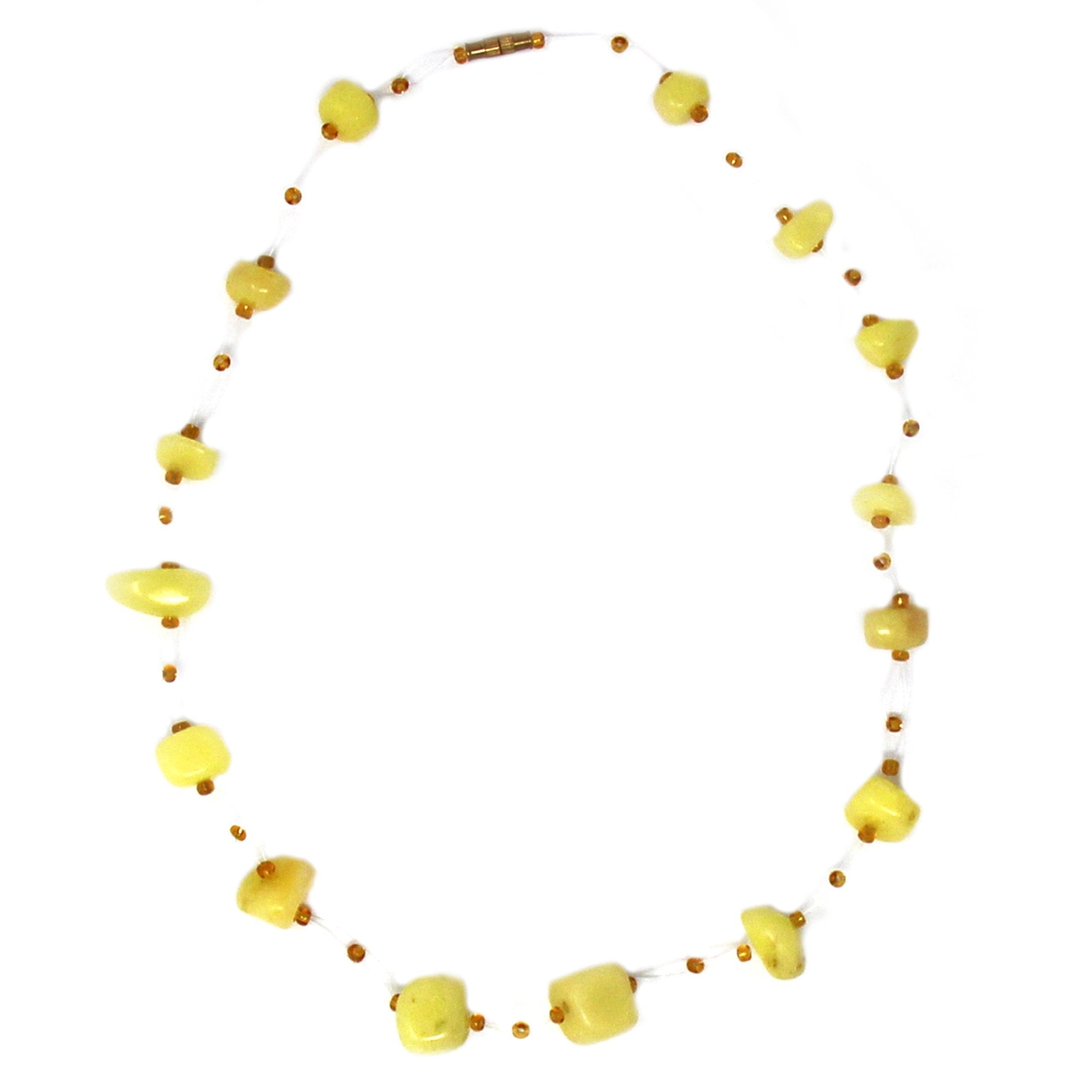 Floating Stone & Maasai Bead Necklace, Yellow