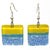 Square Glass Dangle Earrings, Yellow & Blue - Tili Glass