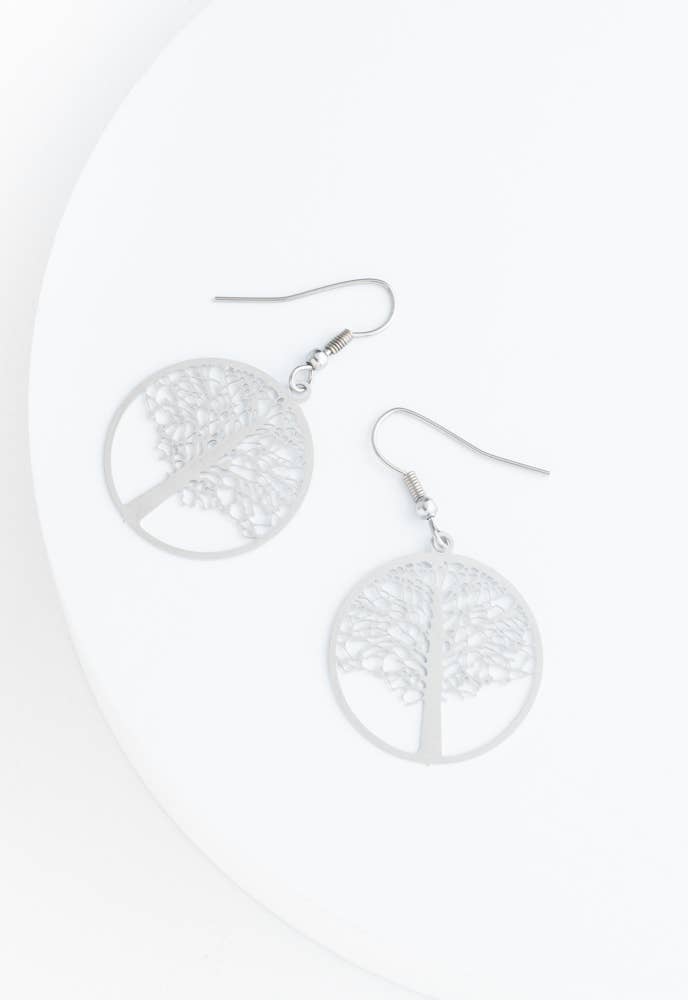 Tree of Hope Earrings in Silver