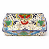 Handmade Pottery 9&quot; Divided Platter, Dots &amp; Flowers - Encantada