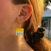 Square Glass Dangle Earrings, Yellow &amp; Blue - Tili Glass