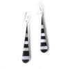 Taxco Silver Black Onyz &amp; Abalone Zebra Teardrop Earrings