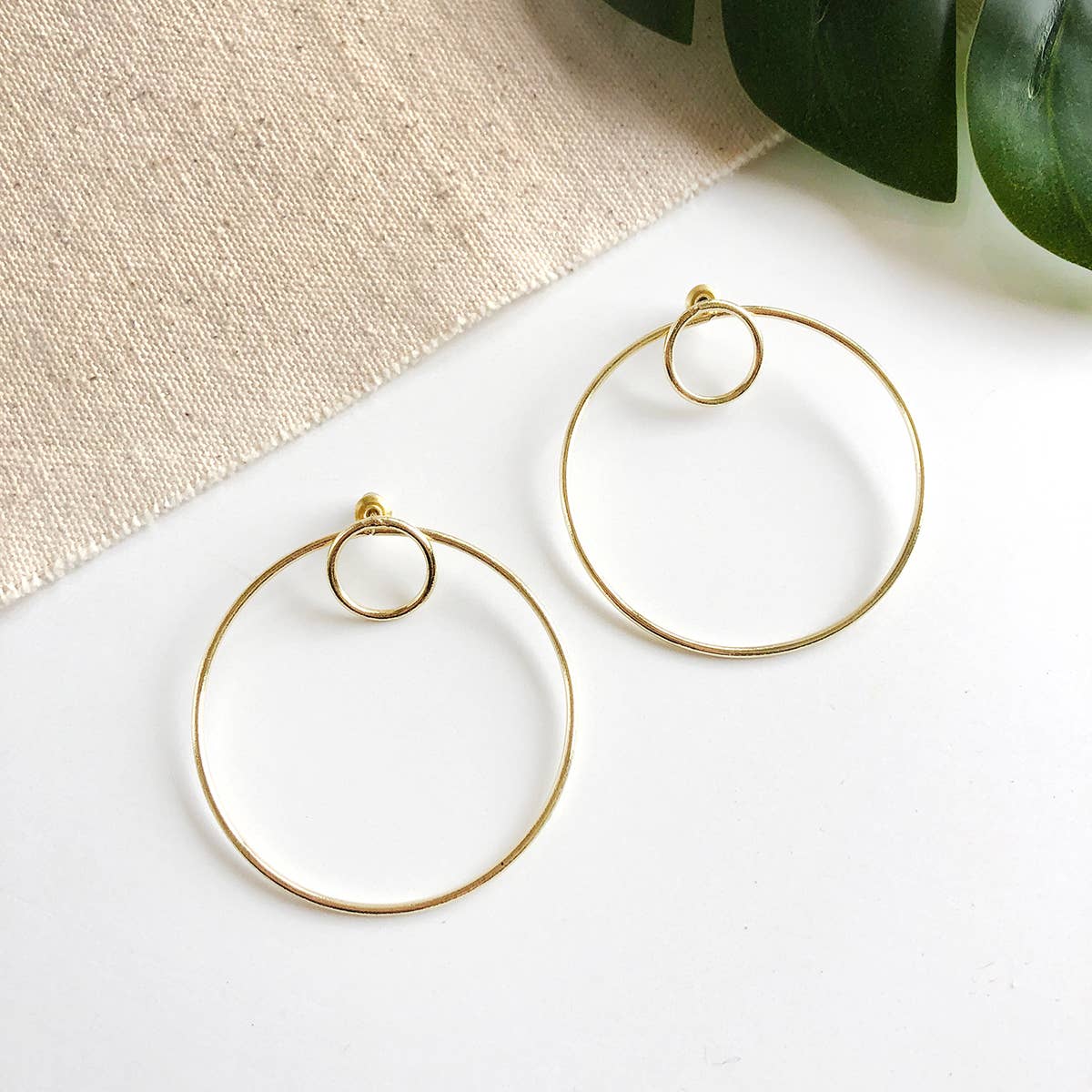 Double Hoop Posts - Gold