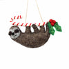 Hand Crafted Felt from Nepal: Ornament, Candy Cane Sloth - Global Groove (H)