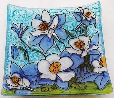 Blue Columbine Small Glass Dish