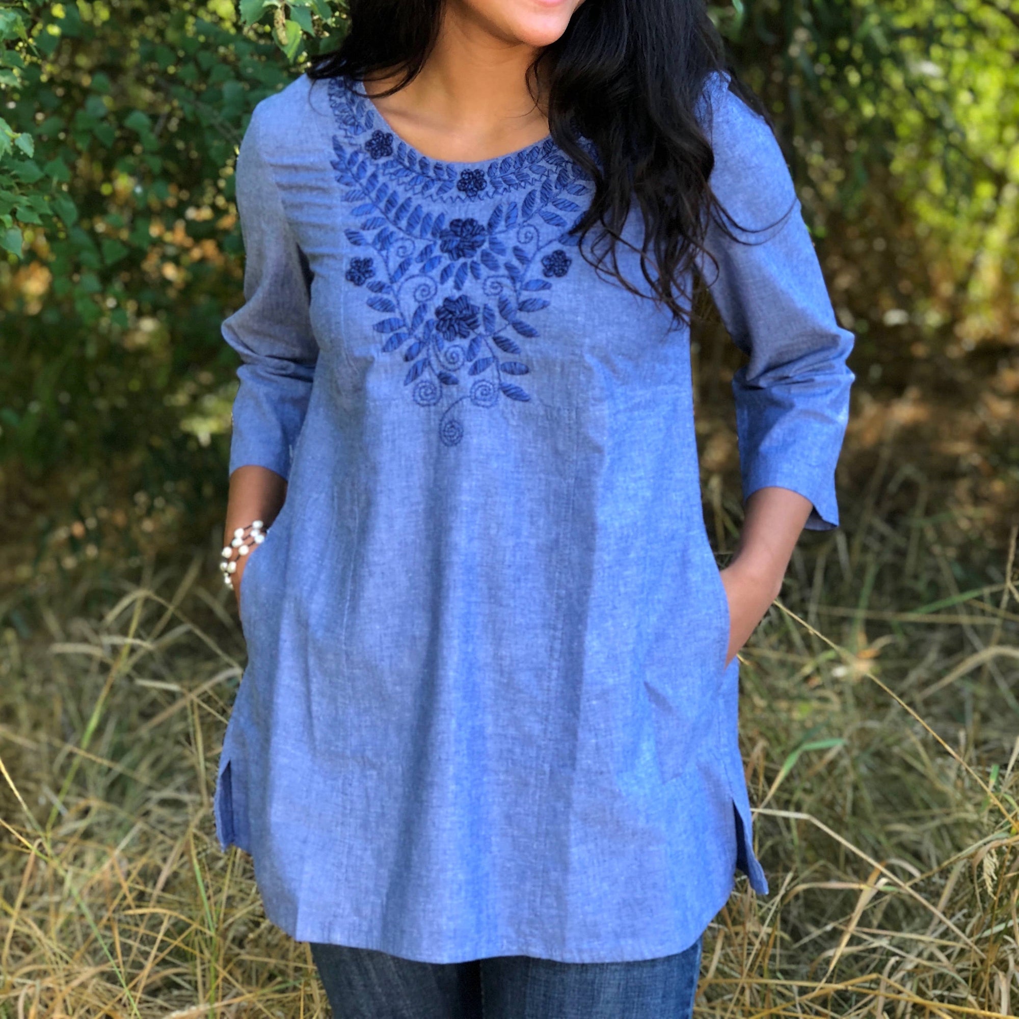 Laura Blue Chambray Tunic