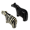 Zebra Soapstone Sculptures, Set of 2