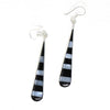 Taxco Silver Black Onyz &amp; Abalone Zebra Long Teardrop Earrings