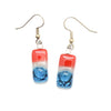 Tiny Red White &amp; Blue Glass Drop Earrings