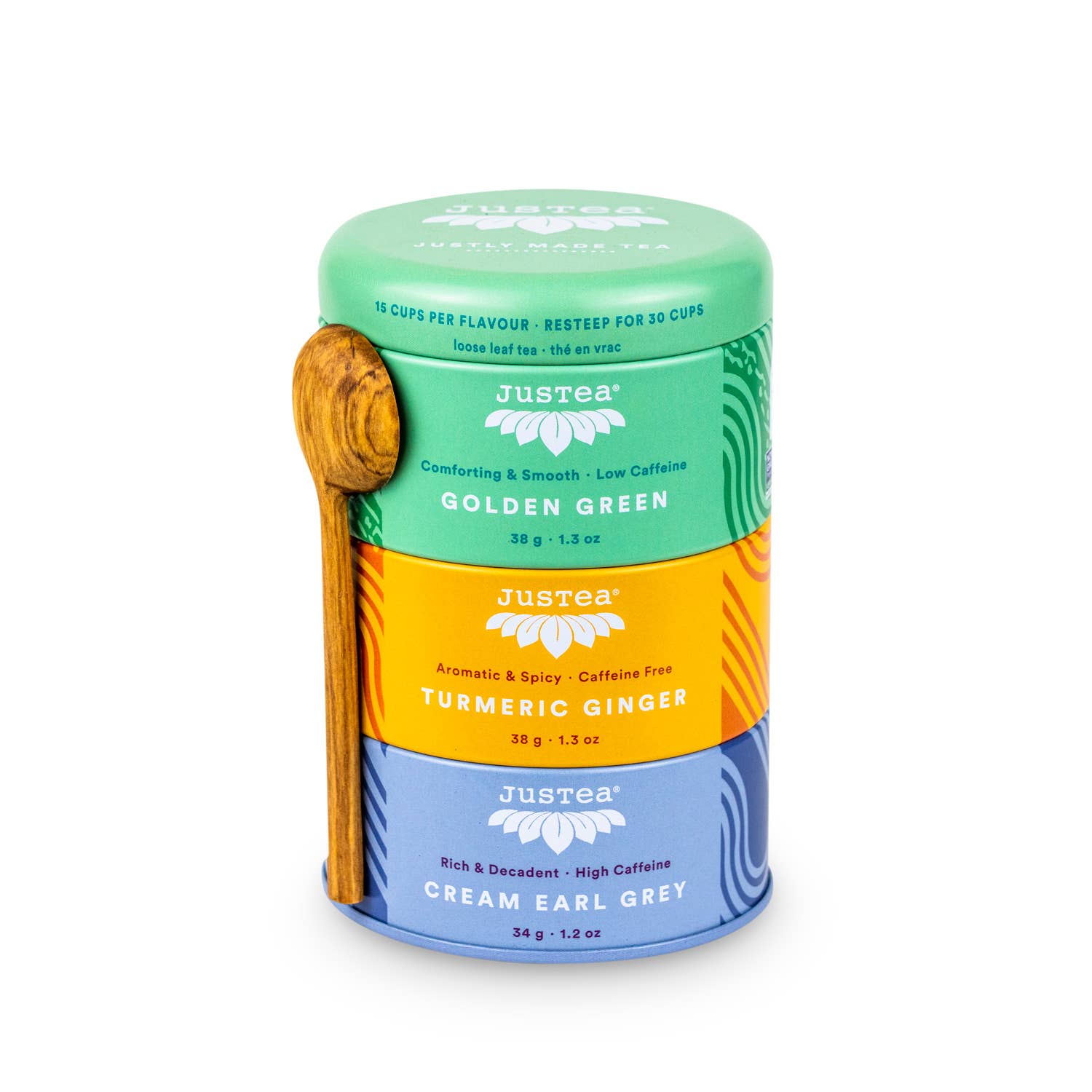 Assorted Trio Tin & Spoon - Organic Black, Green, Herbal Tea