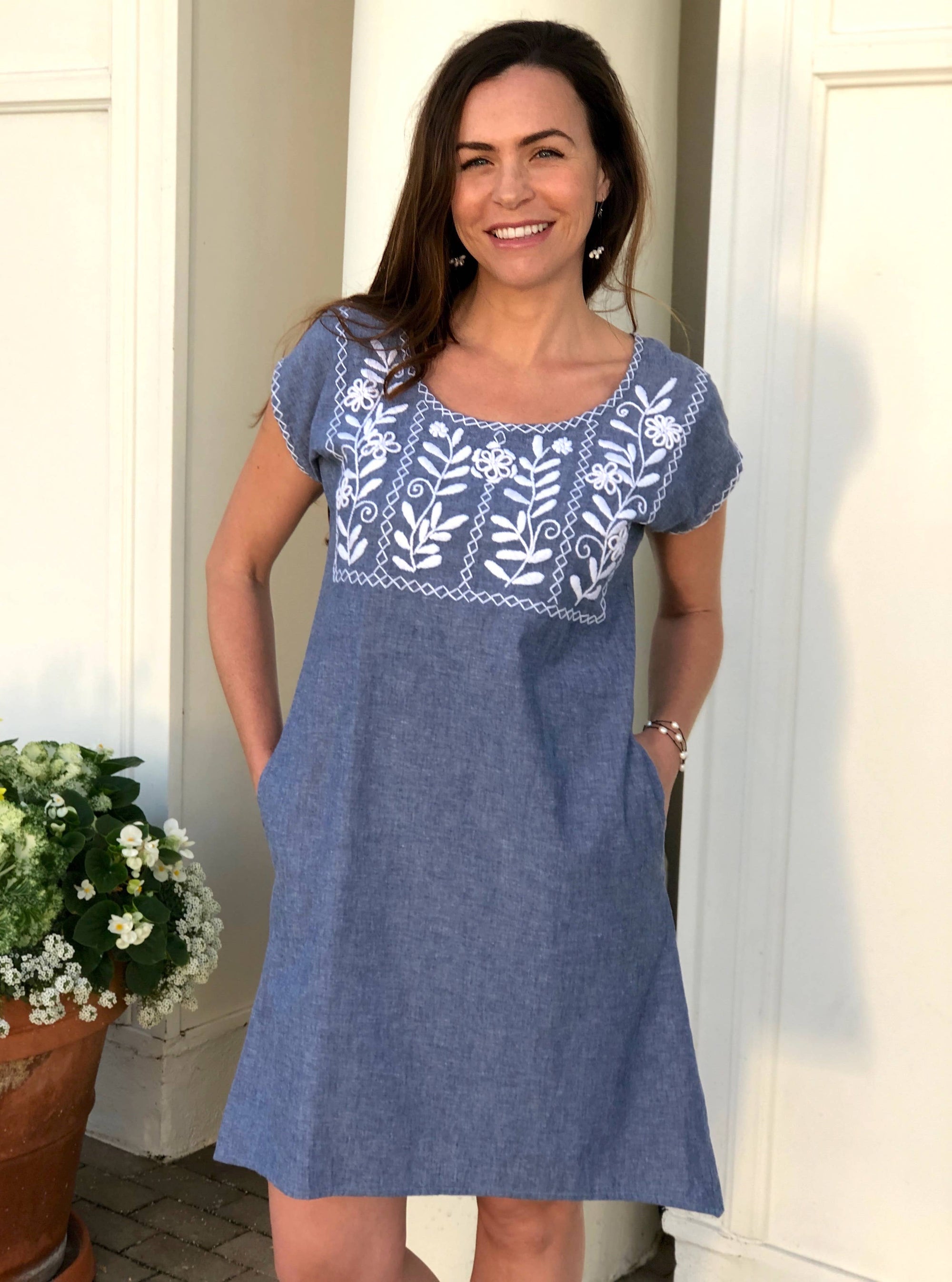 Lilia Blue and White Ivy Dress