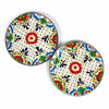 Dinner Plates 11.8in - Dots and Flowers, Set of Two - Encantada