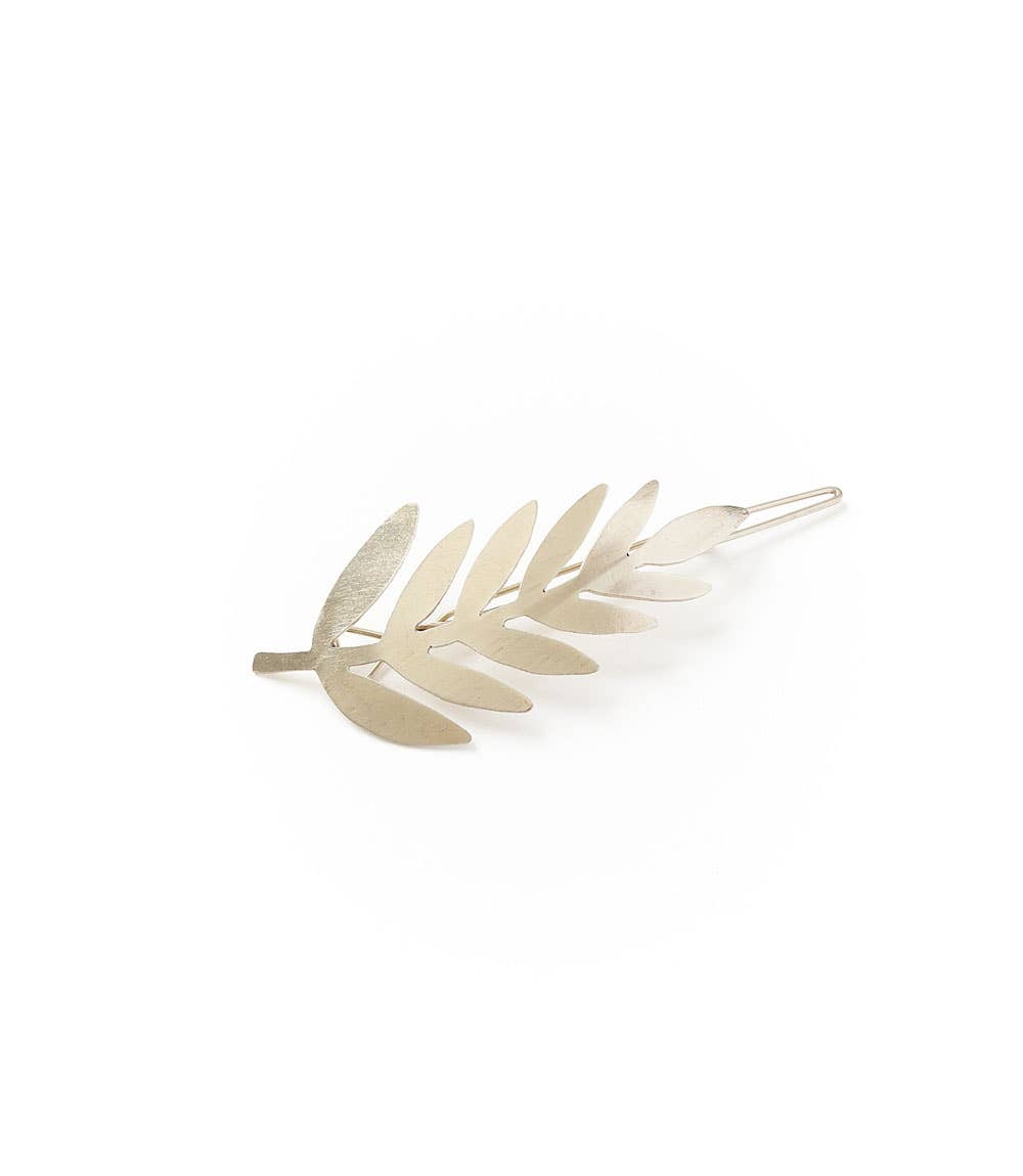 Kavya Barrette - Silver Finish Fern