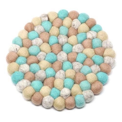 Sky Blue Felt Ball Trivet (IS)