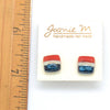 Red White &amp; Blue Glass Stud Earrings