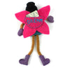 Tooth Fairy Doll with Tooth Pouch on Back, Black Hair Blue Dress - Hand Felted (IS)