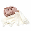 Hand-dyed Cotton Scarf, Rust &amp; Cream with Fringe