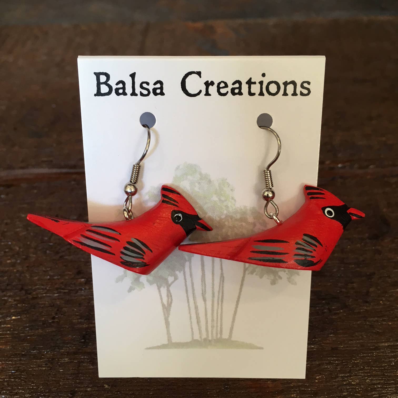 Cardinal Balsa Earrings (IS)