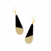 Brass &amp; Black Horn Bisected Teardrop Earrings