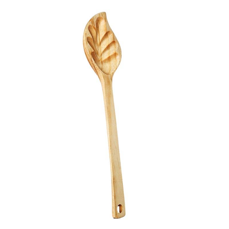 Hand Carved Wood Leaf Spoon