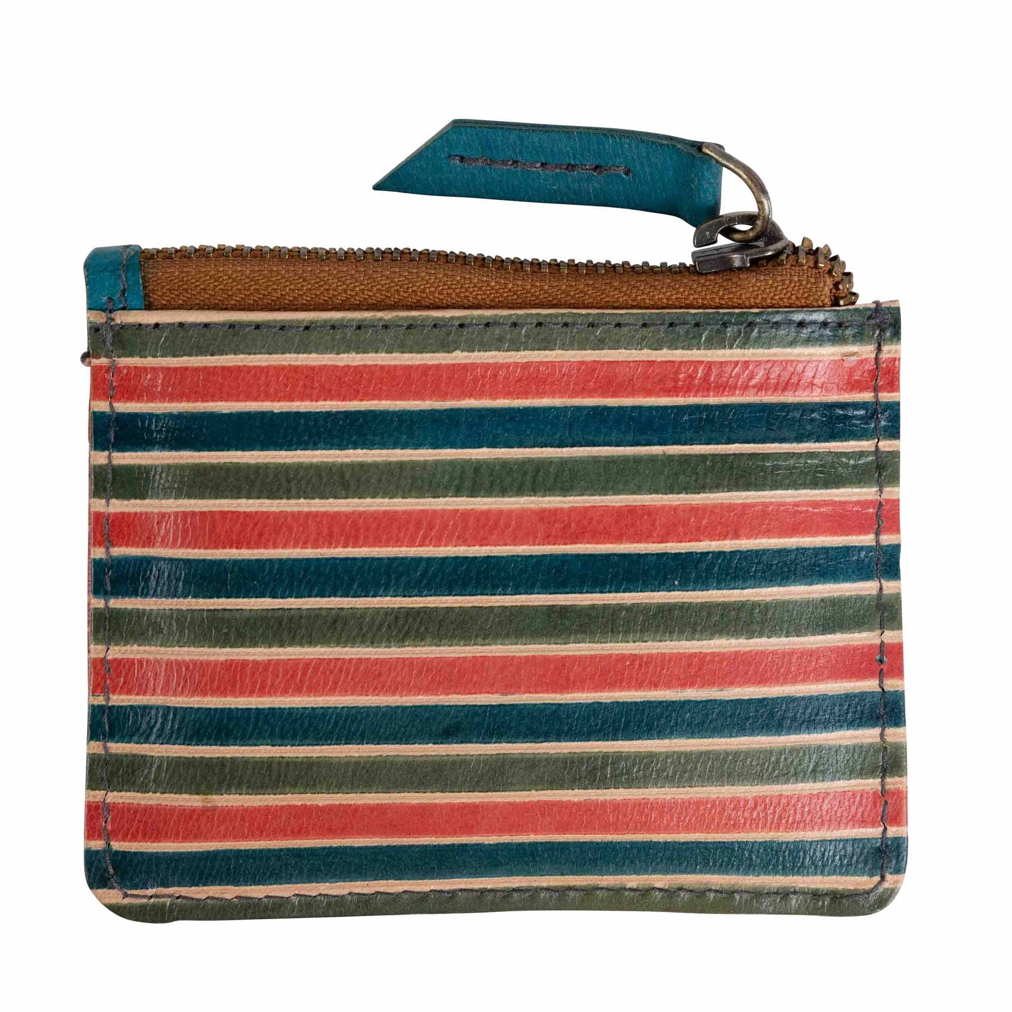 Shanti Striped Zip Leather Card Case