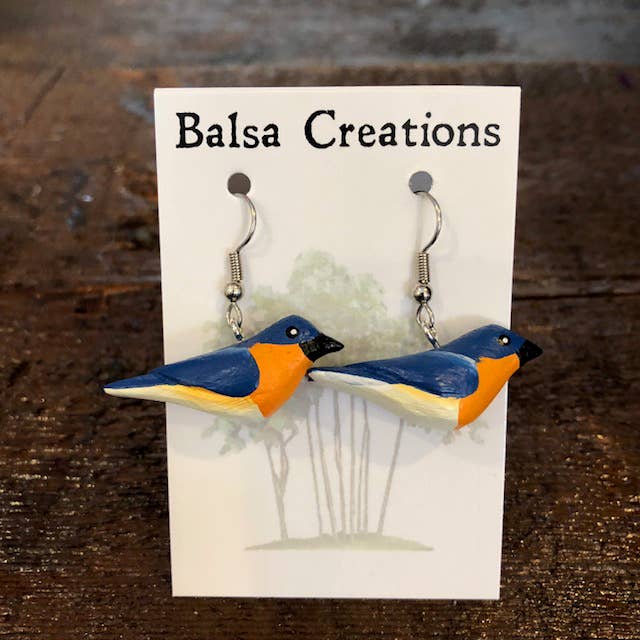 Eastern Bluebird Balsa Earrings (IS)