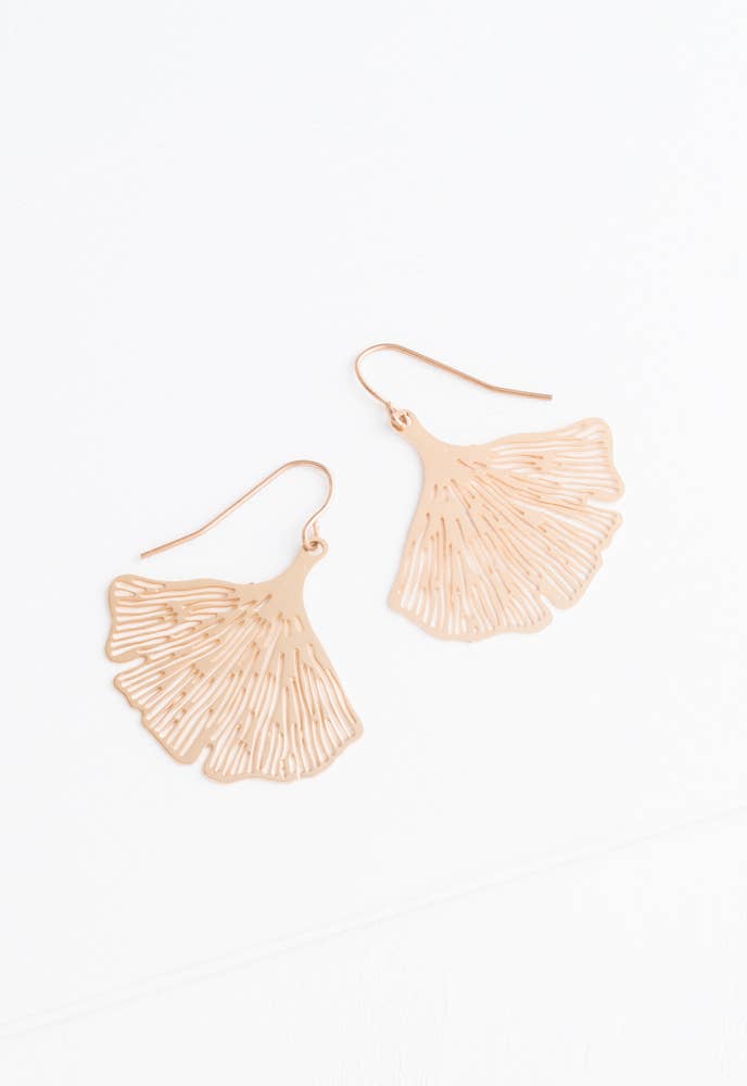Ginkgo Leaf Earrings in Gold
