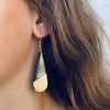 Brass &amp; Black Horn Bisected Teardrop Earrings