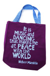 Purple Music and Dancing Mandela Tote Bag
