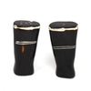 African Natural Bone Salt &amp; Pepper Shakers, White Etch Design on Dark