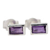 Silver Amethyst Baguette Earrings