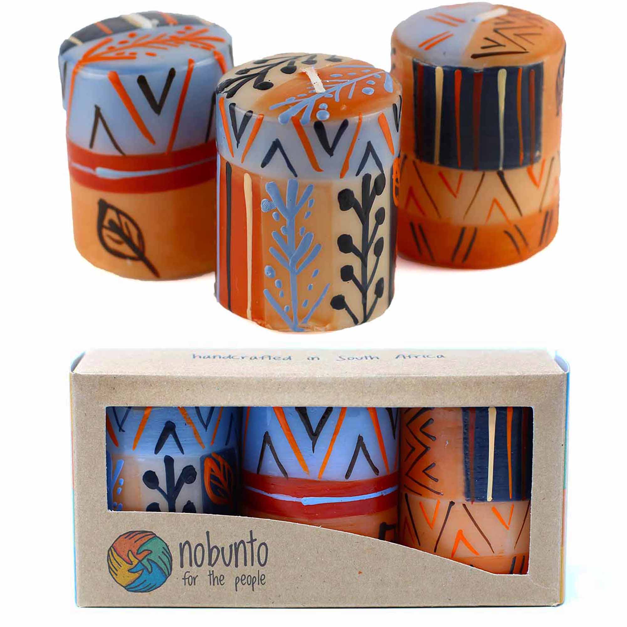 Hand Painted Candles in Uzushi Design (box of three) - Nobunto
