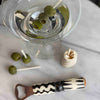 Hand-caved Cocktail Picks &amp; Jar in Natural Bone